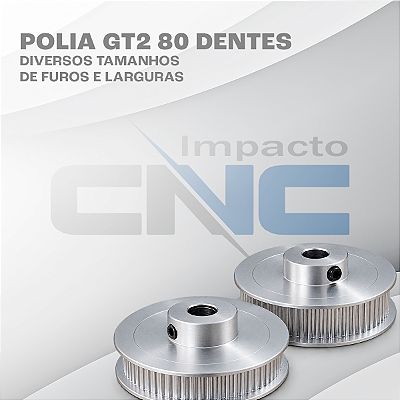Polia GT2 80 Dentes, Furo 8mm, P/ Correia 6mm