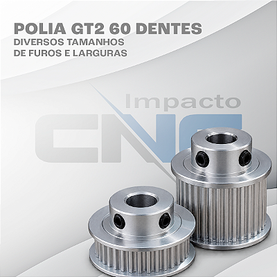 Polia GT2 60 Dentes, Furo 8mm, P/ Correia 15mm