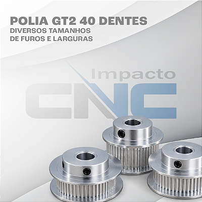 Polia GT2 40 Dentes, Furo 6,35mm, P/ Correia 15mm