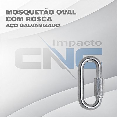 Mosquetão Oval Com Rosca - Galvanizado