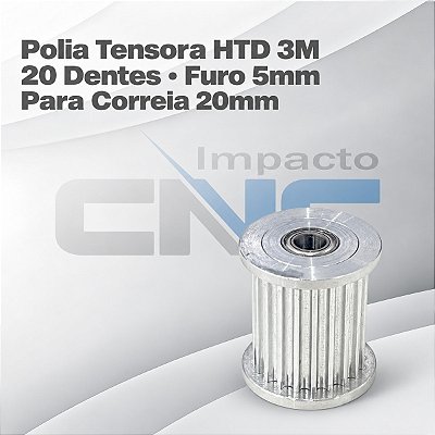 Polia Tensora HTD 3M 20 Dentes, Furo 5mm, P/ Correia 20mm