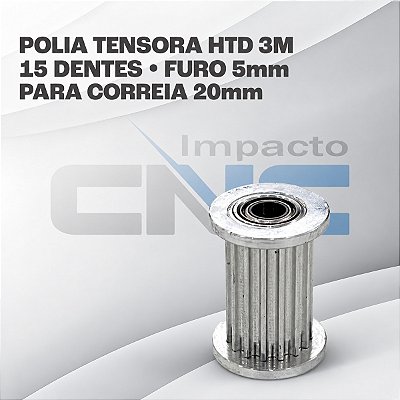 Polia Tensora HTD 3M 15 Dentes, Furo 5mm, P/ Correia 20mm