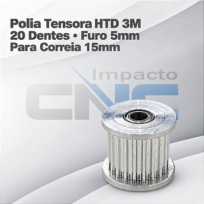 Polia Tensora HTD 3M 20 Dentes, Furo 5mm, P/ Correia 15mm