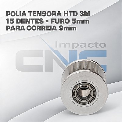 Polia Tensora HTD 3M 15 Dentes, Furo 5mm, P/ Correia 9mm