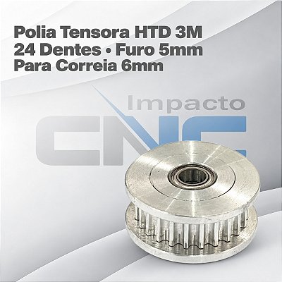 Polia Tensora HTD 3M 24 Dentes, Furo 5mm, P/ Correia 6mm
