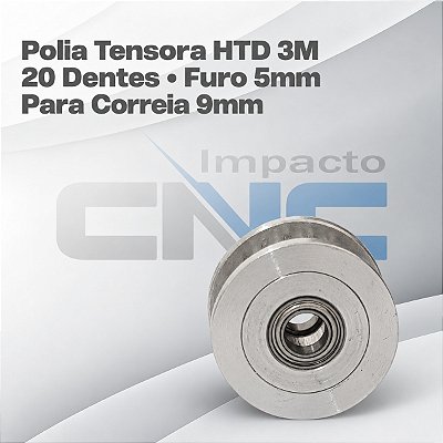 Polia Tensora HTD 3M 20 Dentes, Furo 5mm, P/ Correia 9mm