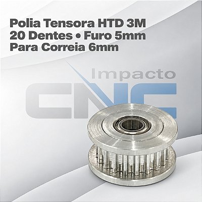 Polia Tensora HTD 3M 20 Dentes, Furo 5mm, P/ Correia 6mm