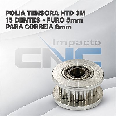 Polia Tensora HTD 3M 15 Dentes, Furo 5mm, P/ Correia 6mm