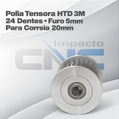 Polia Tensora HTD 3M 24 Dentes, Furo 5mm, P/ Correia 20mm