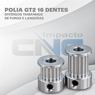 Polia GT2 16 Dentes, Furo 5mm, P/ Correia 6mm
