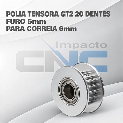 Polia Tensora GT2 20 Dentes, Furo 5mm, P/ Correia 6mm