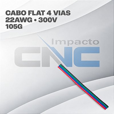 Cabo Flat 105G 300V Estanhado 4 Vias 22AWG (Pr/Vm/Vd/Az)