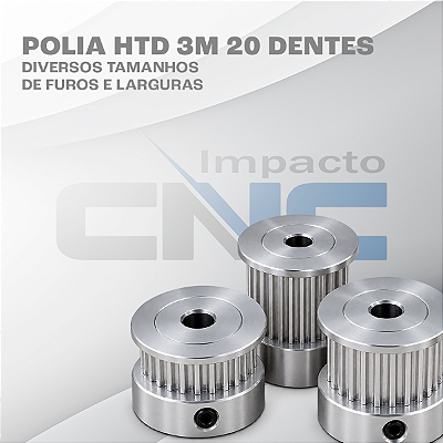 Polia HTD 3M 20 Dentes, Furo 8mm, P/ Correia 12mm