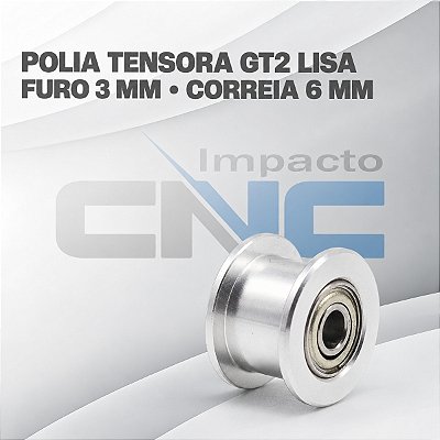Polia Tensora GT2 lisa 13mm, Furo 3mm, P/ Correia 6mm