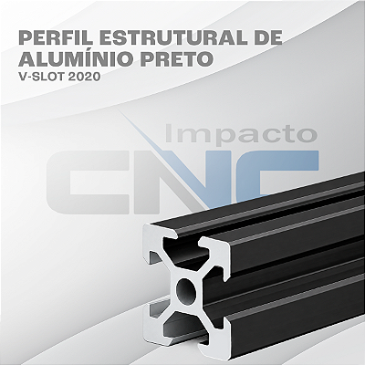 Perfil Estrutural de Aluminio Preto V-slot 2020 - 600mm