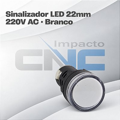 Sinalizador LED 22MM - AD16-22DS AC220 - Branco
