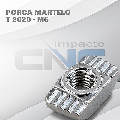 Porca Martelo T 2020 - M5 - Aço Carbono Niquelado