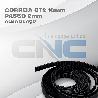 Correia GT2 10mm com passo 2mm - Alma de aço