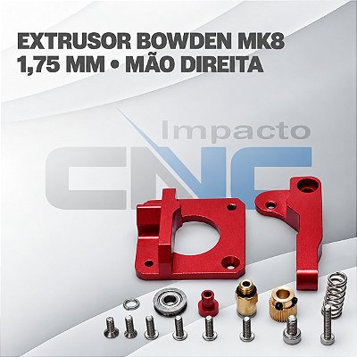 Extrusor Bowden Mk8 1.75mm Vermelho - Mão Direita