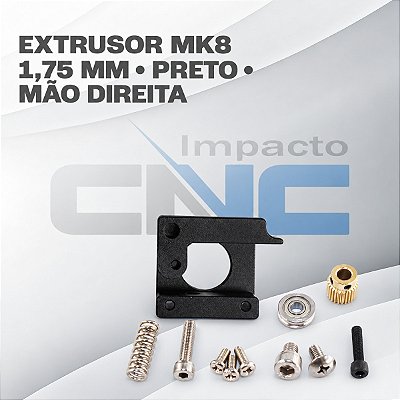 Extrusor Mk8 1.75mm Preto - Mão Direita