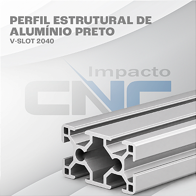 Perfil Estrutural de Aluminio Fosco V-slot 2040 - 400mm