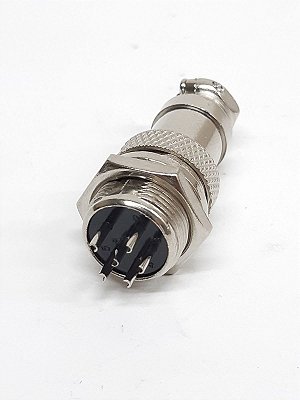 Conector Gx16-6 6 pinos 16mm Macho E Femea