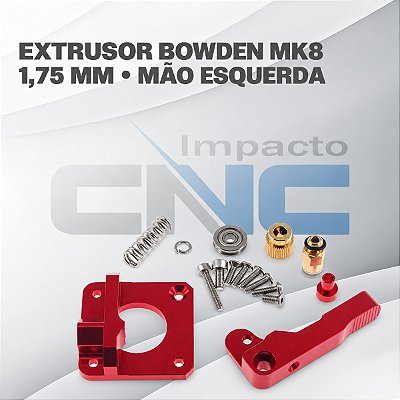 Extrusor Bowden Mk8 1.75mm Vermelho - Mão Esquerda