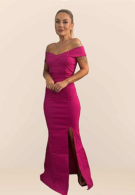 Vestido Longo Sereia com Fenda Yasmim Rosa Pink