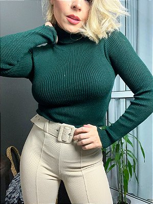 Tricot Cacharrel Iana com Gola Verde Escuro @usemika Feminina