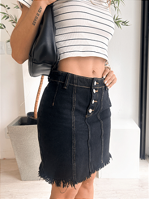 Saia Jeans Kika Preta