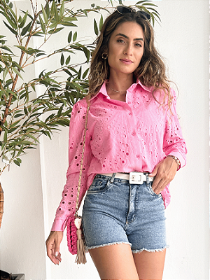 Short Jeans com Elastano Jenifer Marmorizado.