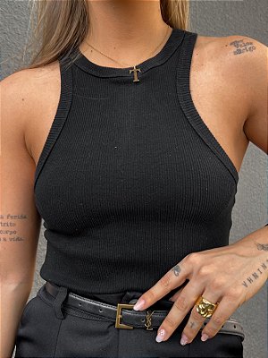 Regata Canelada Preta Feminina | @thainalummertz