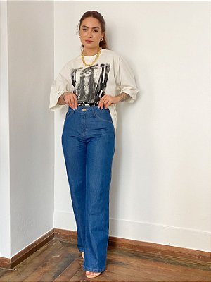 Calça Jeans Wide Leg Tradicional Natacha @usemika Feminino