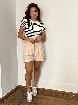 Short Alfaiataria Com Pregas Bianca @usemika Feminino