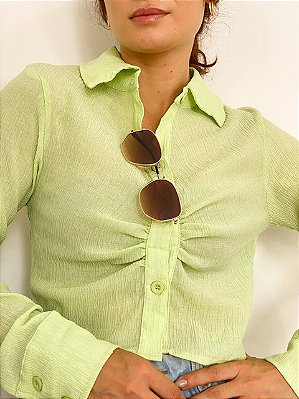 Camisa Cropped Crepe Franzida Rafaela @usemika Feminino