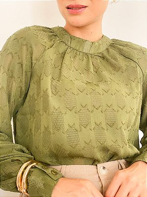 Blusa Tule Manga Longa Kiara @usemika Feminino