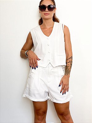 Conjunto Alfaiataria Colete e Short Com Pregas Rita @usemika Feminino