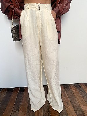 Calça Alfaiataria  Marant Wide Leg Com Detalhe No Cós Jessica @usemika Feminino