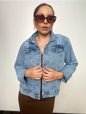 Jaqueta Jeans Oversized Destroyed Brenda @usemika Feminino