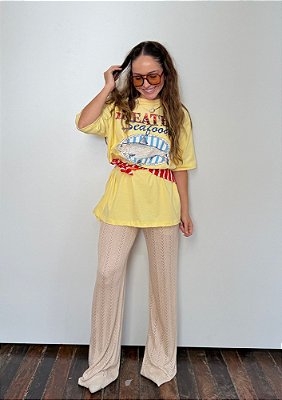 Calça Wide Leg Modal Com Elástico Maiara @usemika Feminino