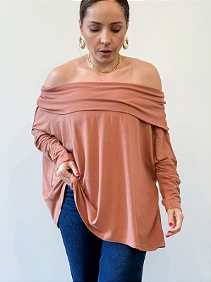 Blusa Viscolycra Ampla Com Gola Boba Sofia @usemika Feminino