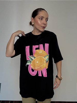 Tshirt Meia Malha Oversized Lemon Luciana @usemika Feminino