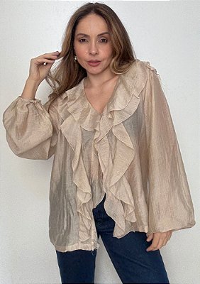 Camisa Crepe Detalhe Babados Na Frente Antonia @usemika Feminino