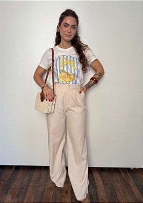 Calça Linho Wideleg Com Cós Anatômico Janaina @usemika Feminino