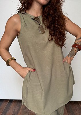 Blusa Linho Regata Com Detalhe De Ziper Janaina @usemika Feminino