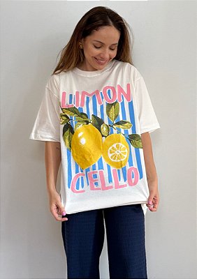 Tshirt Oversized Meia Malha Estampa Limoncello Estela @usemika Feminino