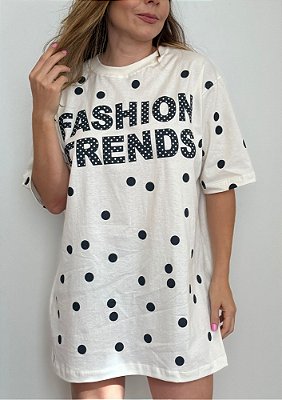 Tshirt Oversized Meia Malha Estampa Poa Estela @usemika Feminino