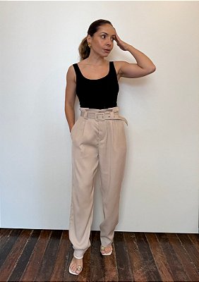 Calça Alfaiataria Clochard Com Cinto Forrado Marcia @usemika Feminino