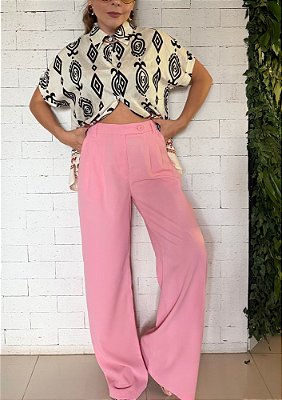 Calça Alfaiataria Wideleg Com Transpasse De Cós Simone @usemika Feminino