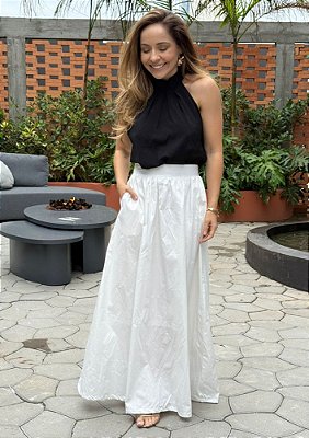 Saia Tricoline Longa Com Elastico Rebeca @usemika Feminino